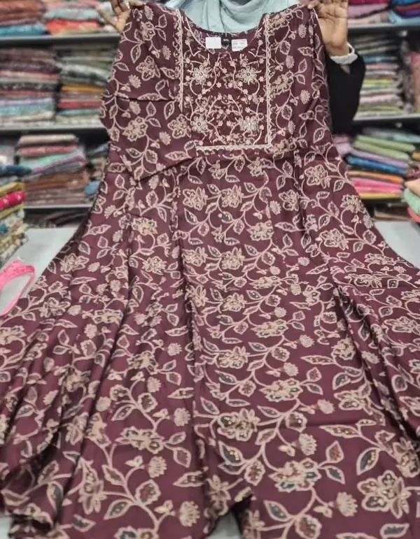 Vatican Silk Anarkali Long Top | AK1363
